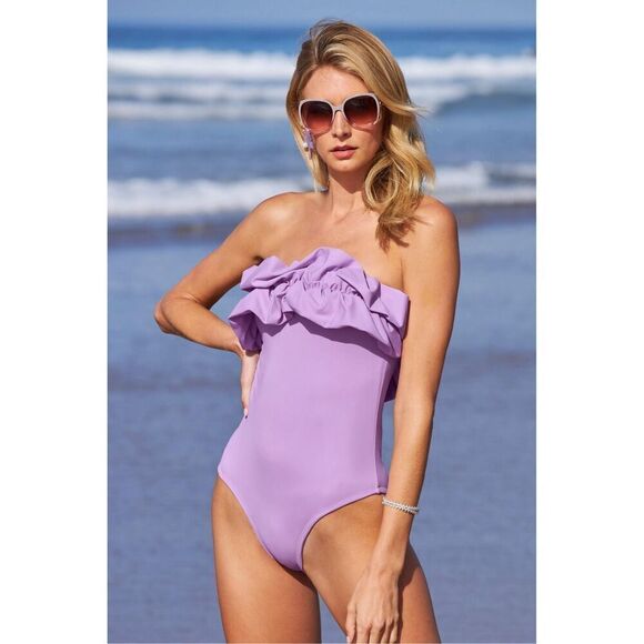 New. Boston Proper ruffle strapless one piece. Medium. Retails $139. - Picture 2 of 6